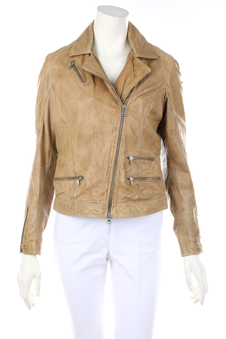 MILESTONE - Lederjacke mit Logo-Plakette - M