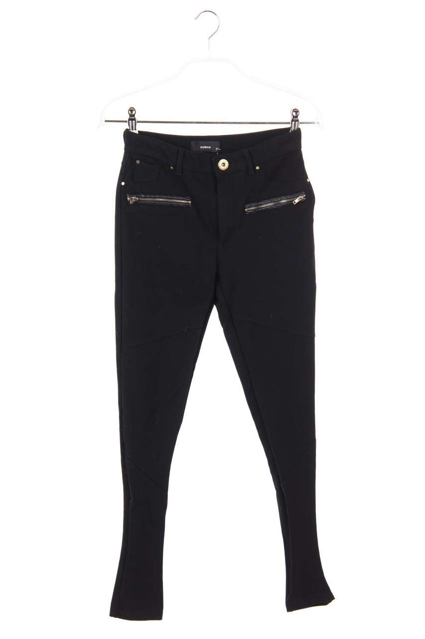 zebra - Treggings with Faux Leather Details - S