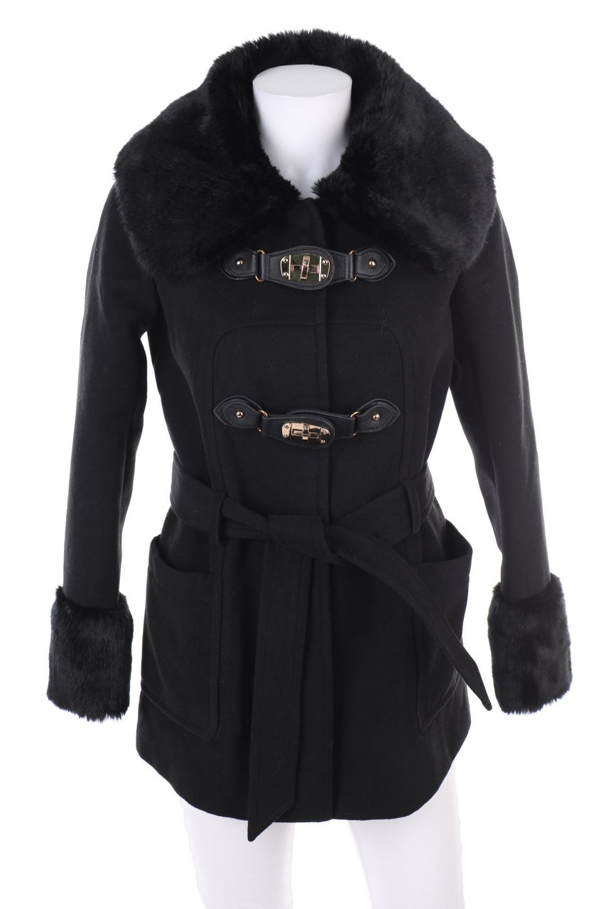 AVANT PREMIERE - Dufflecoat mit Fake Fur-Besatz - D 36