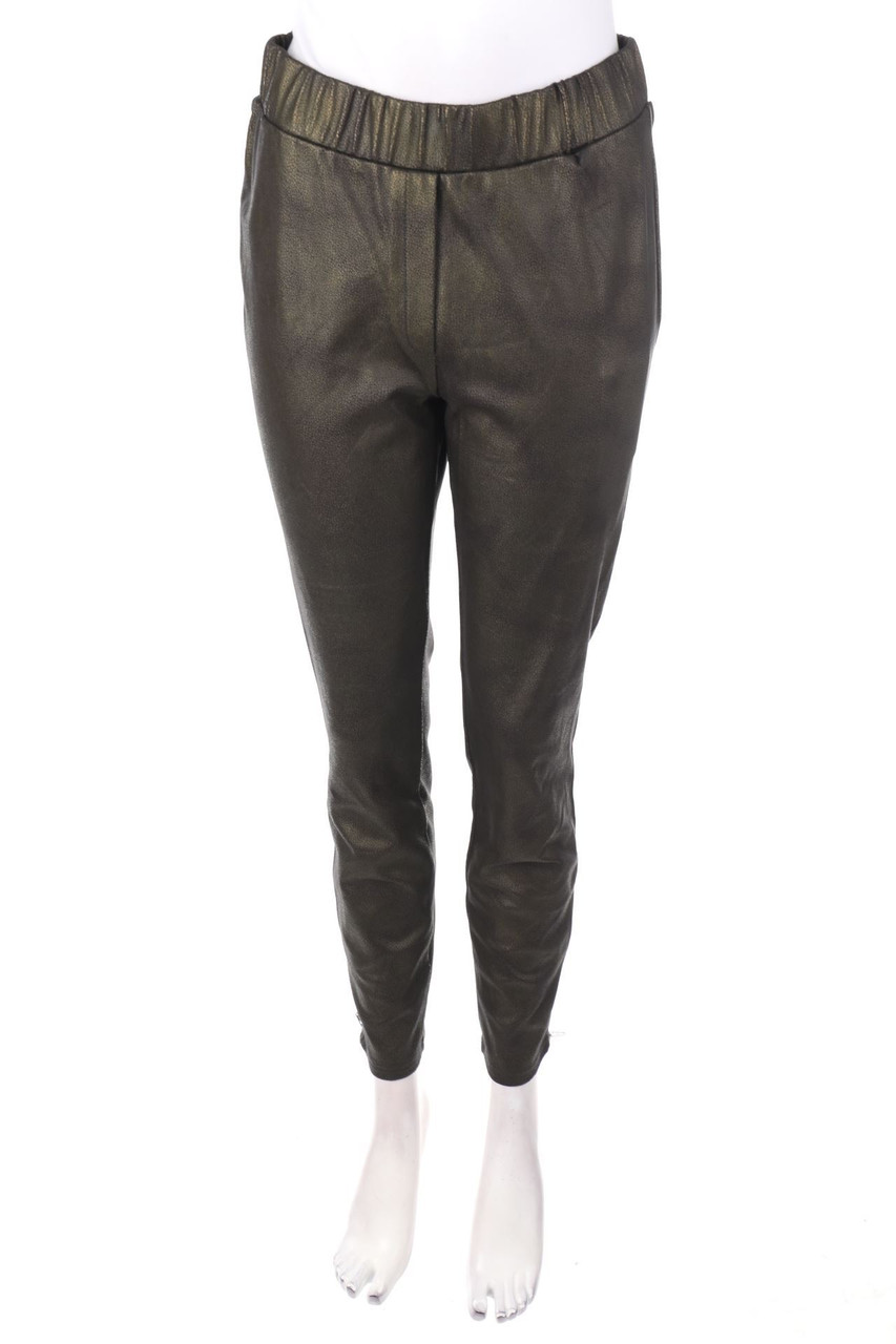 MANDARIN - Faux Leather Leggings with Metallic Effect - D 38