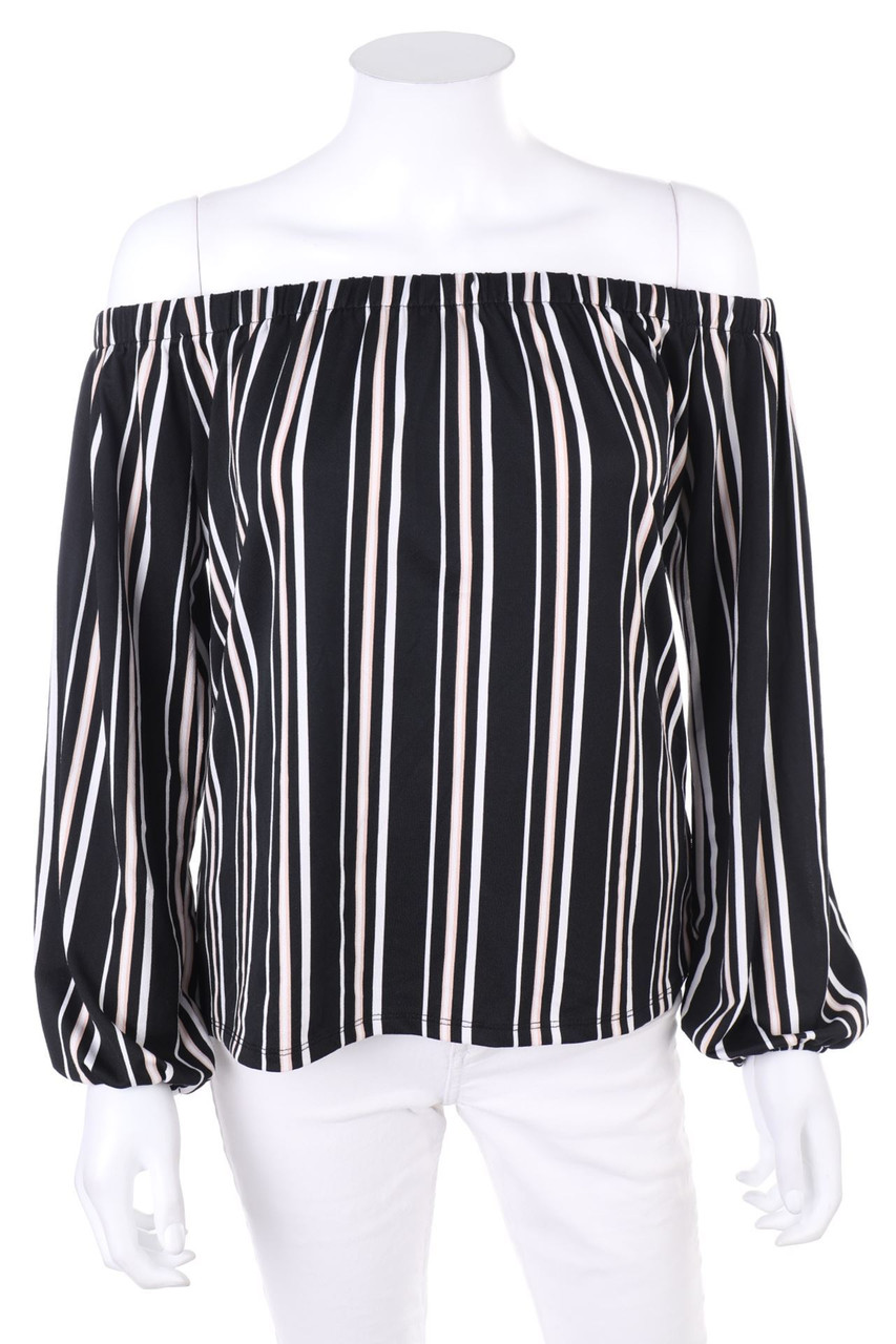 AMISU - Carmen-Bluse mit Streifen - M