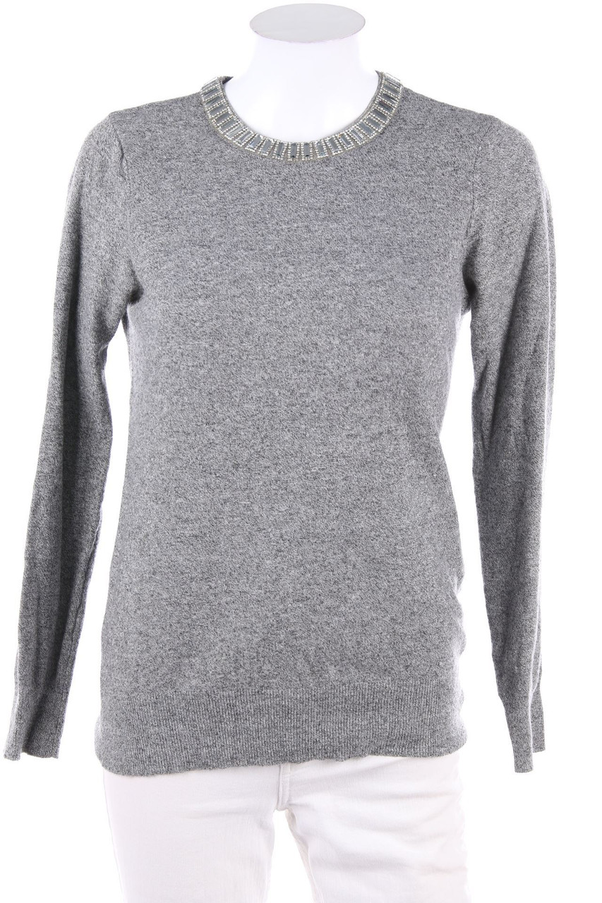 Ohne Label - Strick-Pullover mit Schmuckstein-Applikation - XS