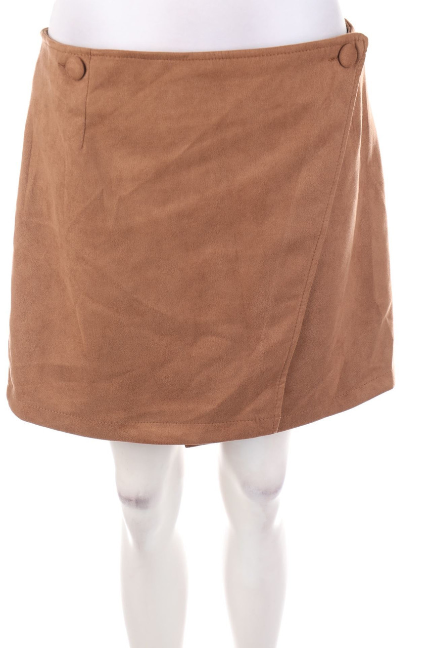 TODAY - faux leather mini-skirt with Asymmetrical Cut - L