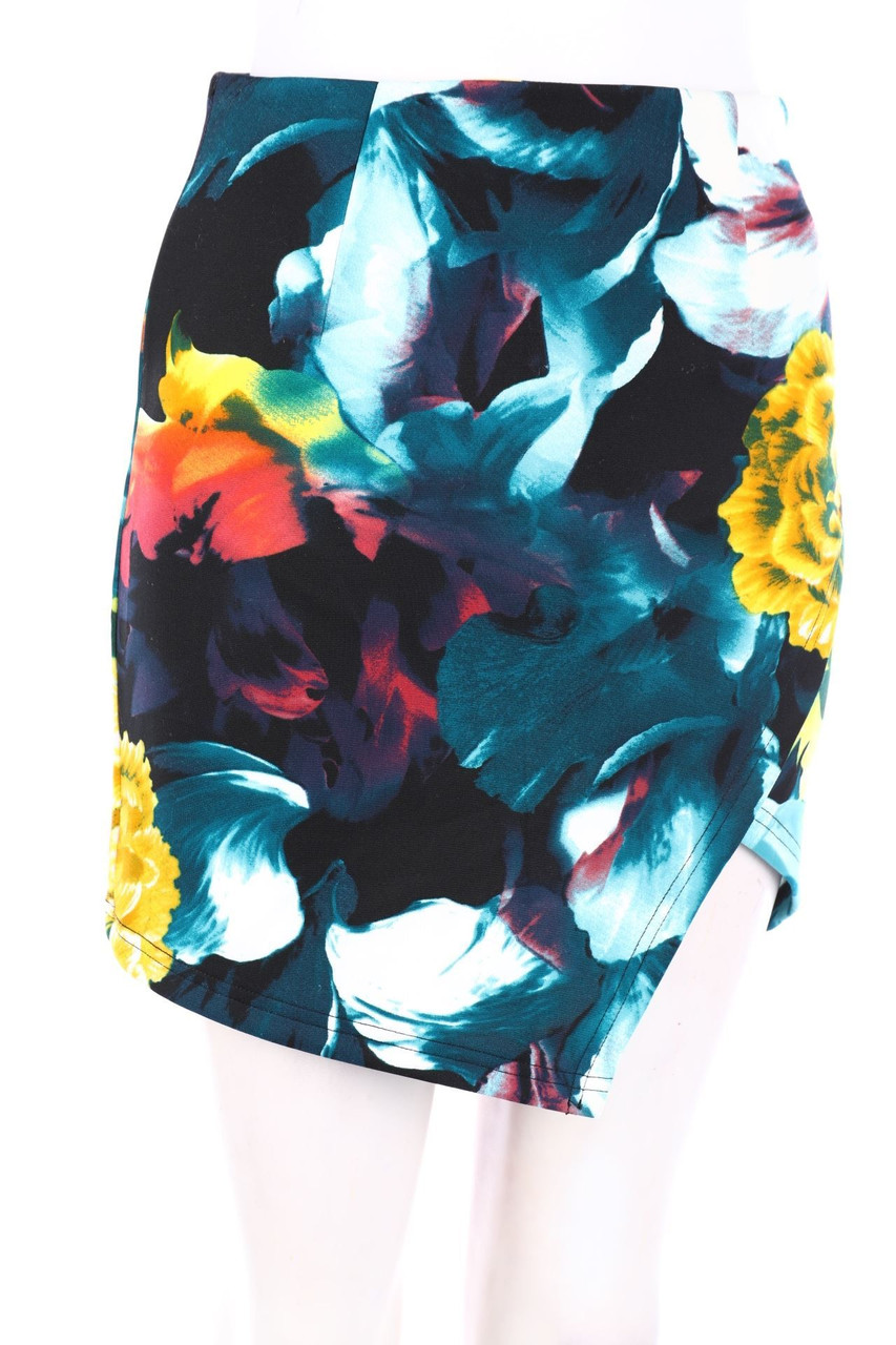 GLAMOROUS - Minirock in Wickel-Optik mit floralem Muster - XS