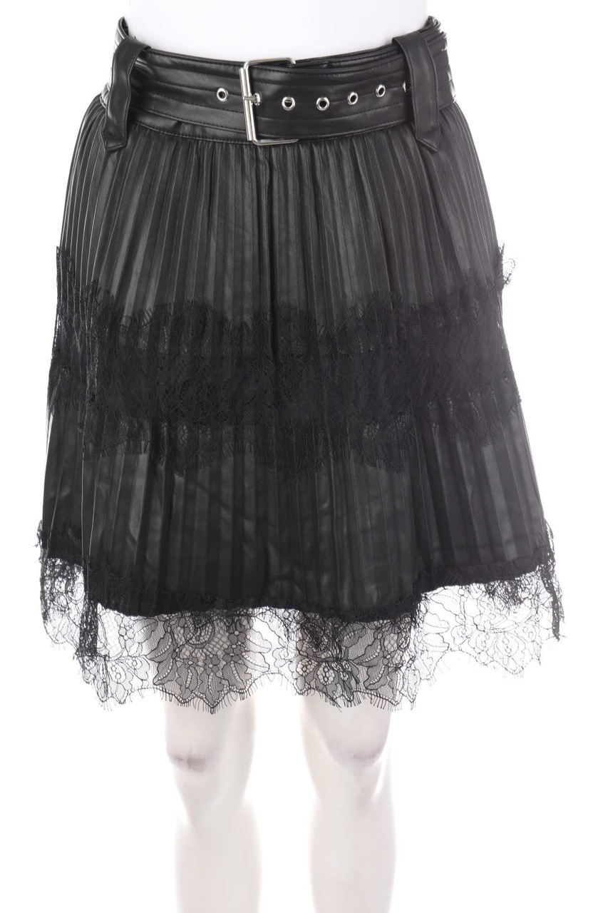 zebra - faux leather mini-skirt with Lace - XS