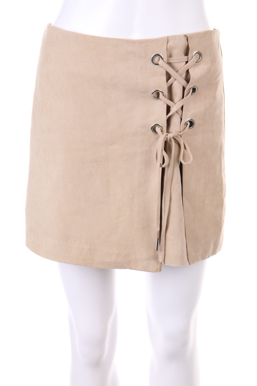 H&M DIVIDED - Faux Leather-Mini-Rock mit Schnürung - D 38