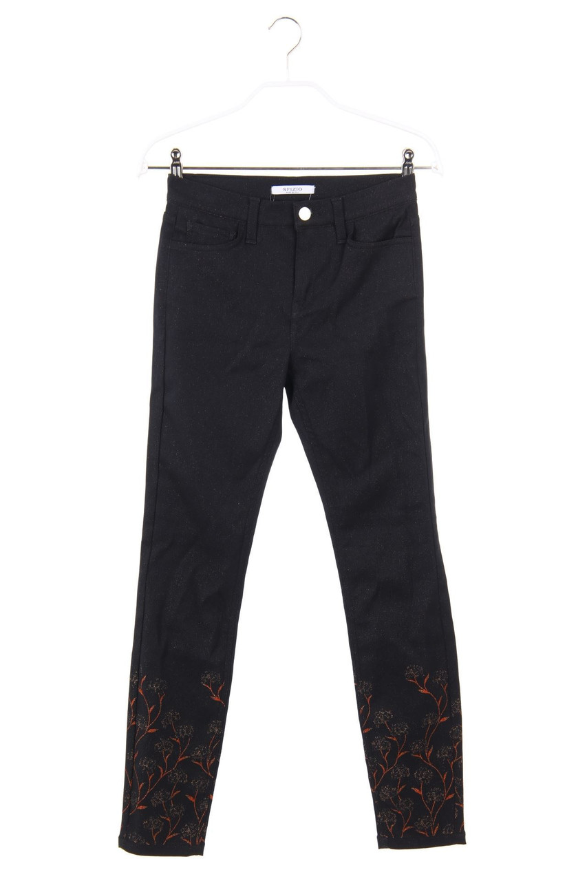 SFIZIO - Glitzer-Skinny-Hose mit floralem Muster - W27