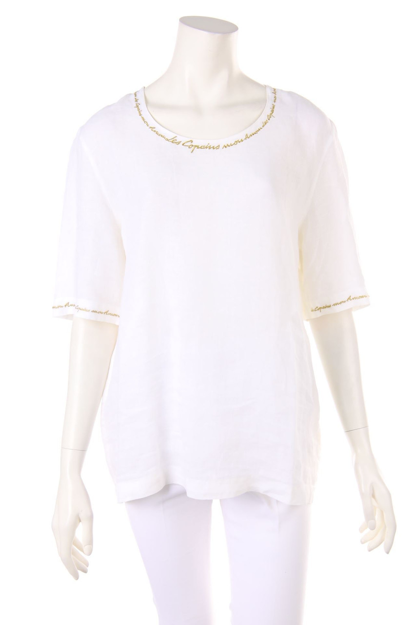 Les Copains - Vintage-Leinenbluse mit Logo-Stickerei - D 38