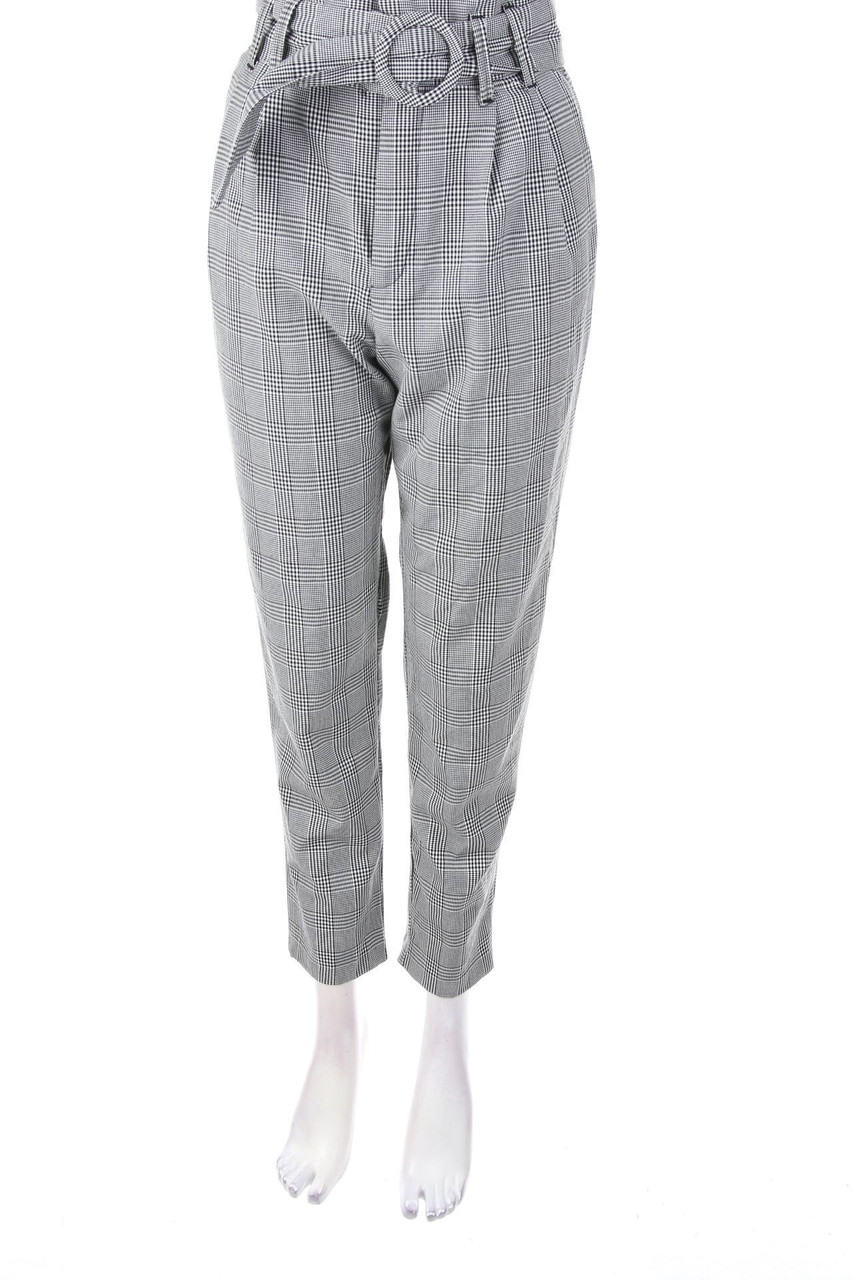 ZARA TRF - Paperbag-Hose mit Karo-Muster - XS