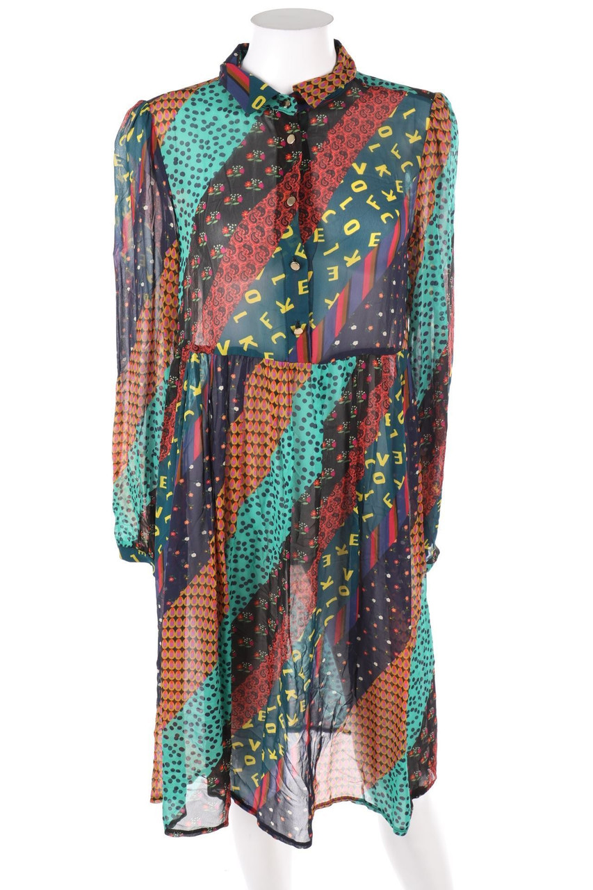 Dixie - Maxi Dress with Print, Patchwork Style - M