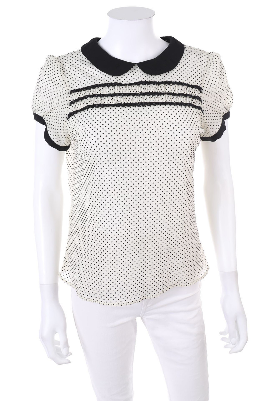 No Label - Shortsleeve Blouse with Peter Pan Collar - D 34