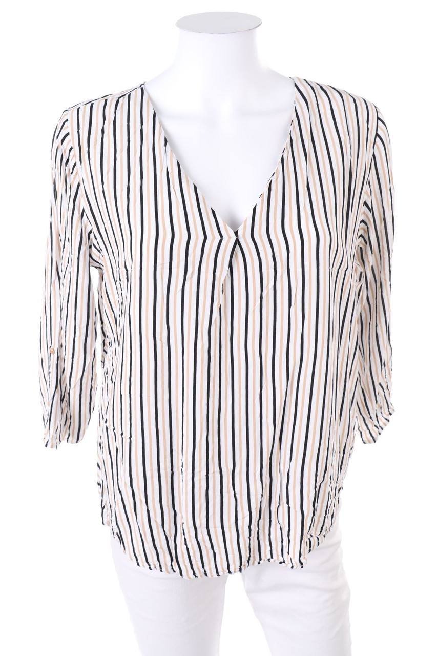 Chicorée - Stripe Blouse with Roll-up Sleeves - M