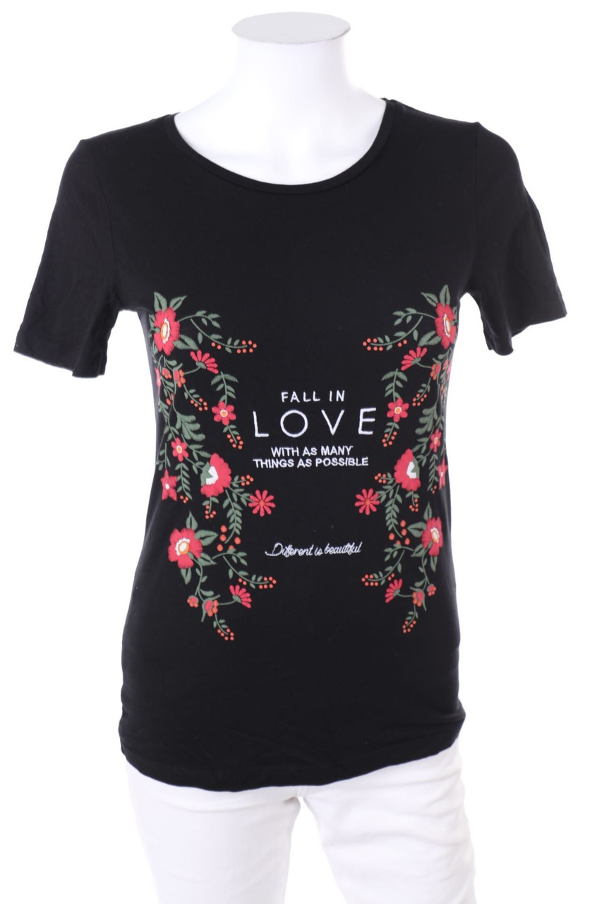 Jennyfer - Kurzarm-Shirt mit Stickereien - XS