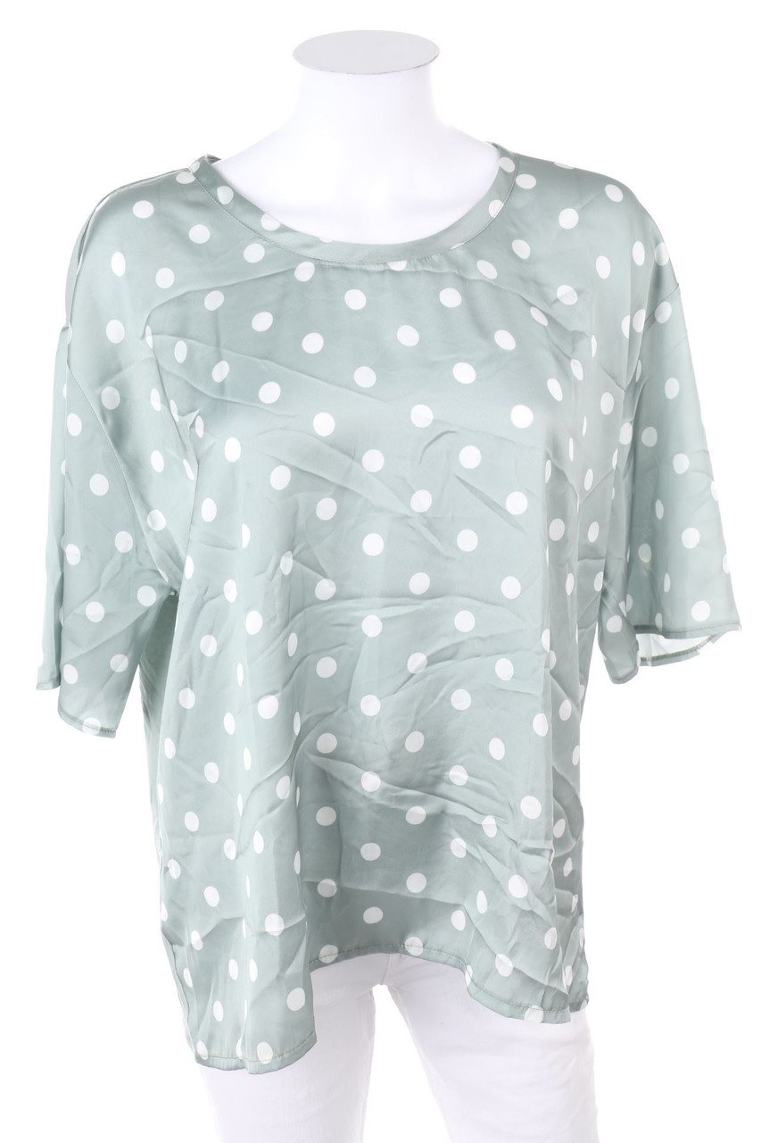 MANGO - Kurzarm-Bluse mit Punkten - L