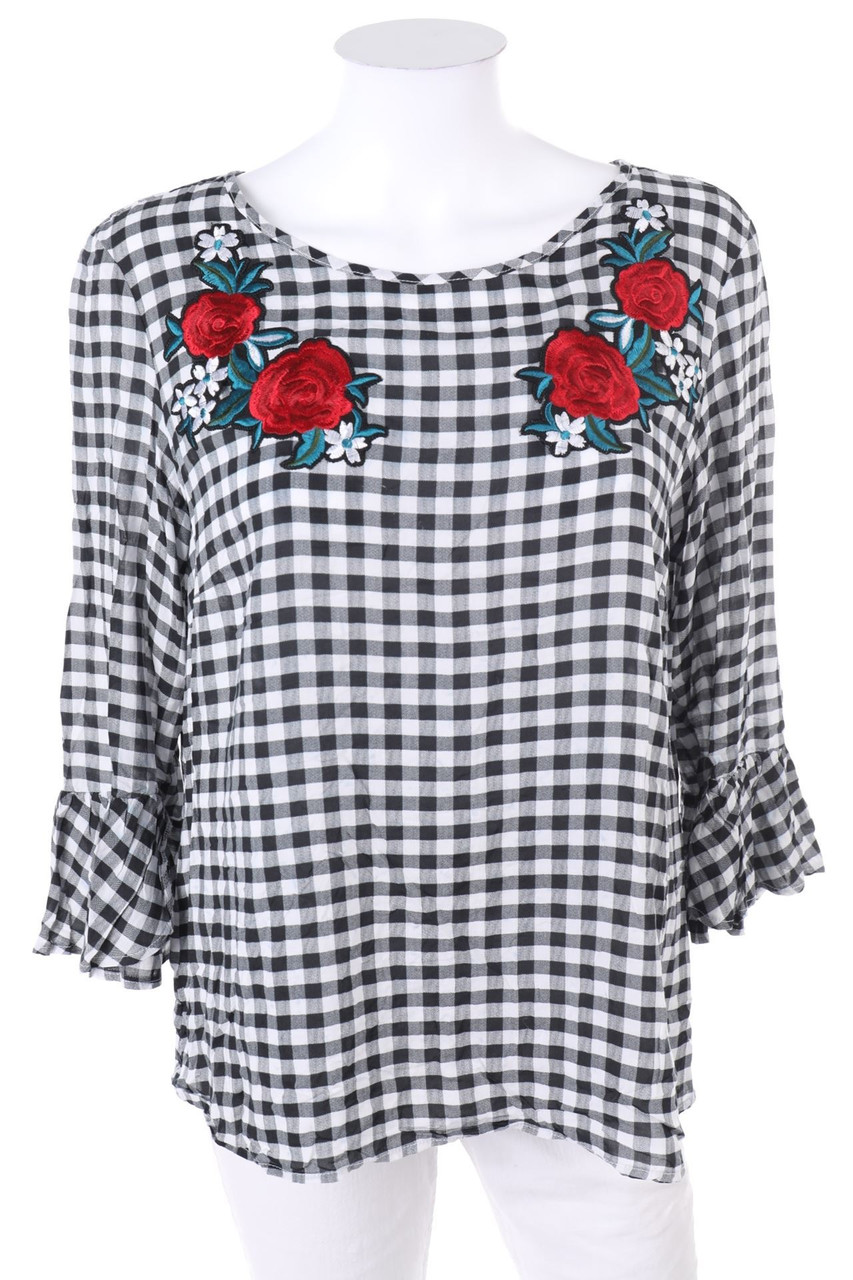 Yessica by C&A - Karo-Bluse mit Stickereien - M