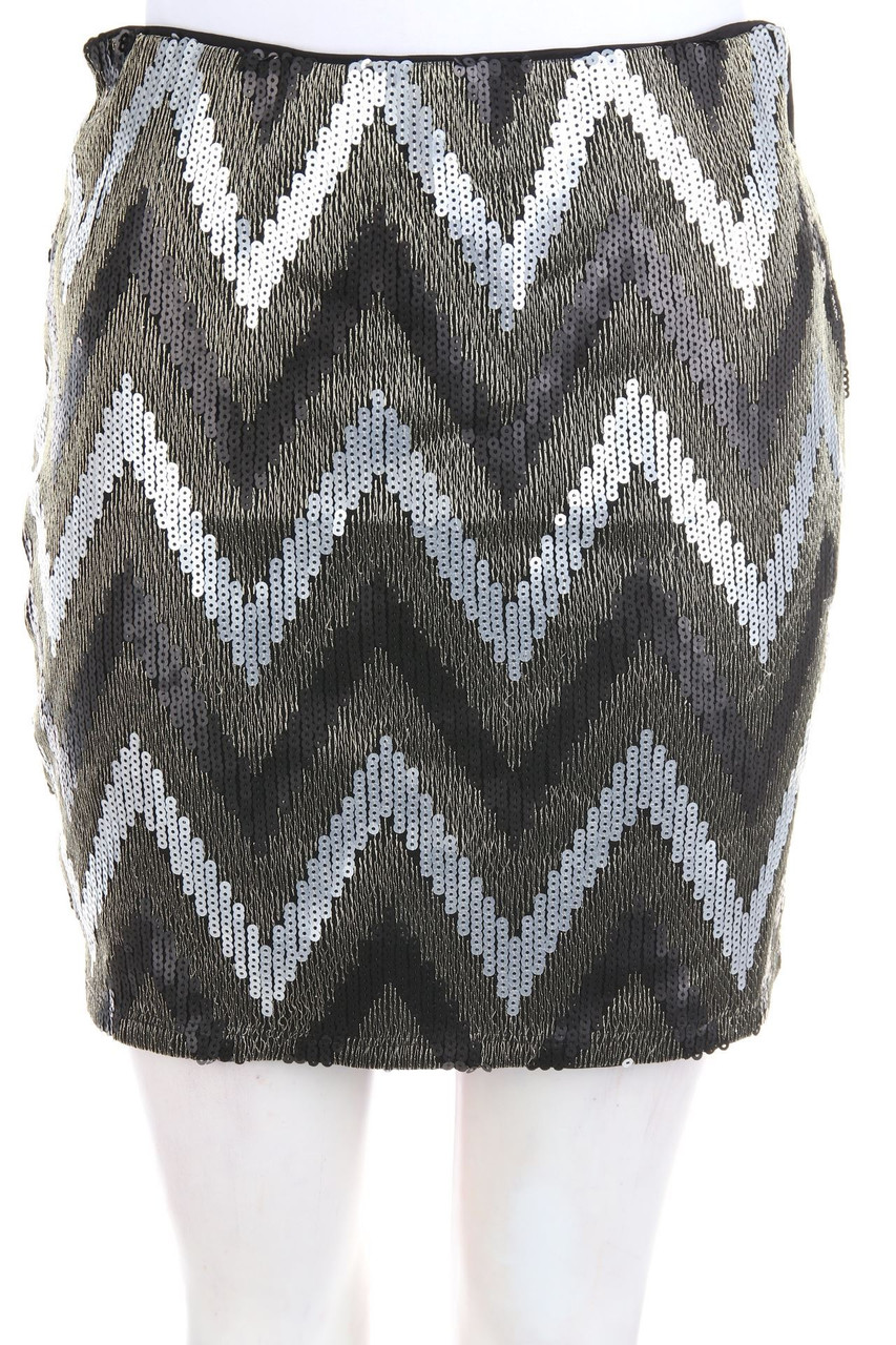 ONLY - Pailletten-Minirock mit Zickzack-Muster - S