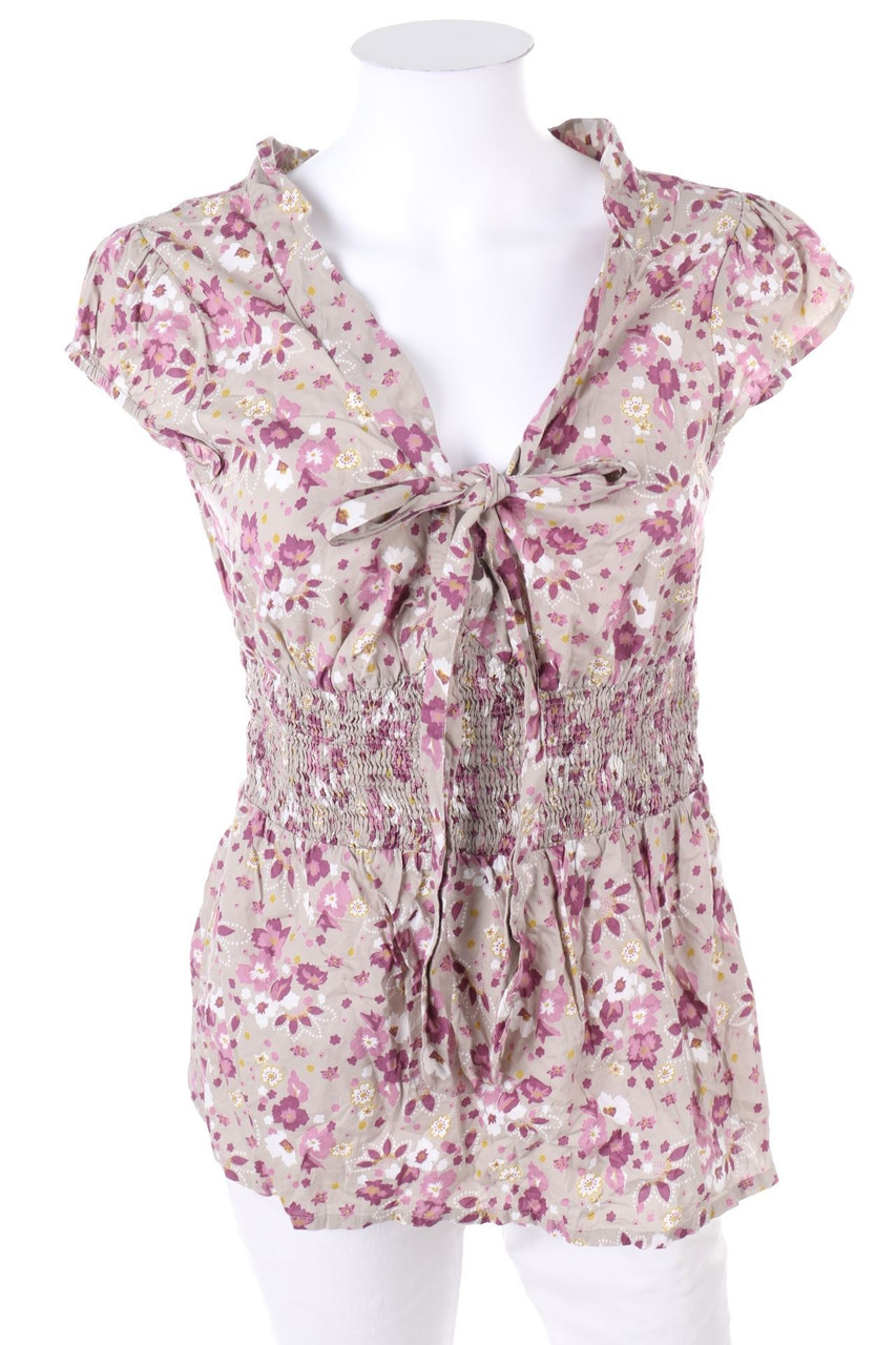 H&M - Kurzarm-Bluse mit Blumen-Print - D 40