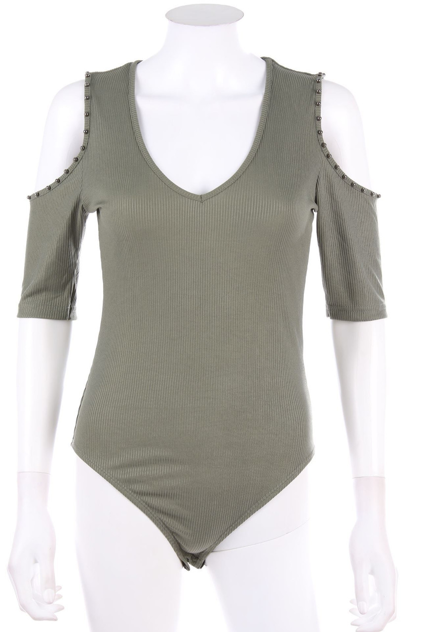 WOMEN ONLY - Cold-Shoulder-Sleveless Body with Pearls - S