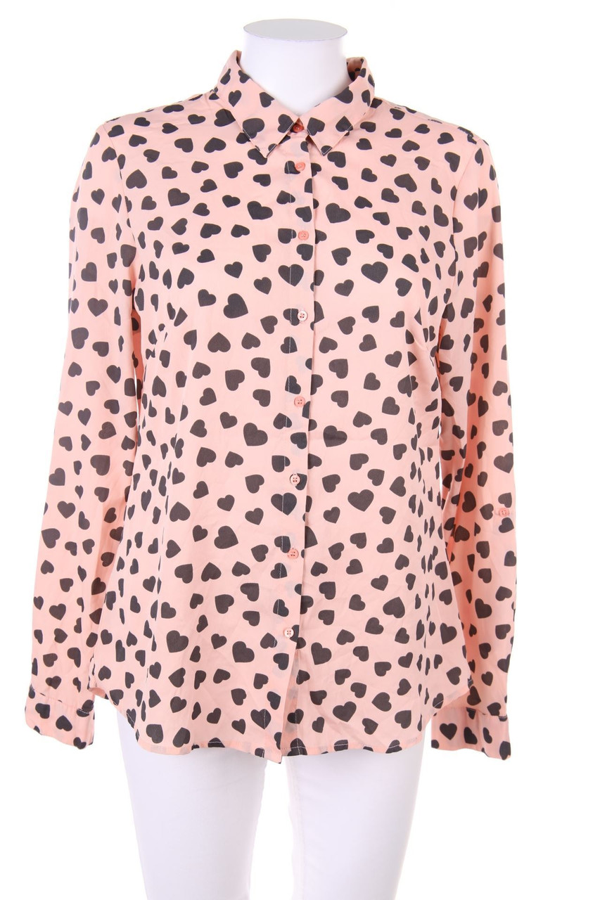 AMISU - Print-Hemd-Bluse mit Krempel-Ärmeln - L