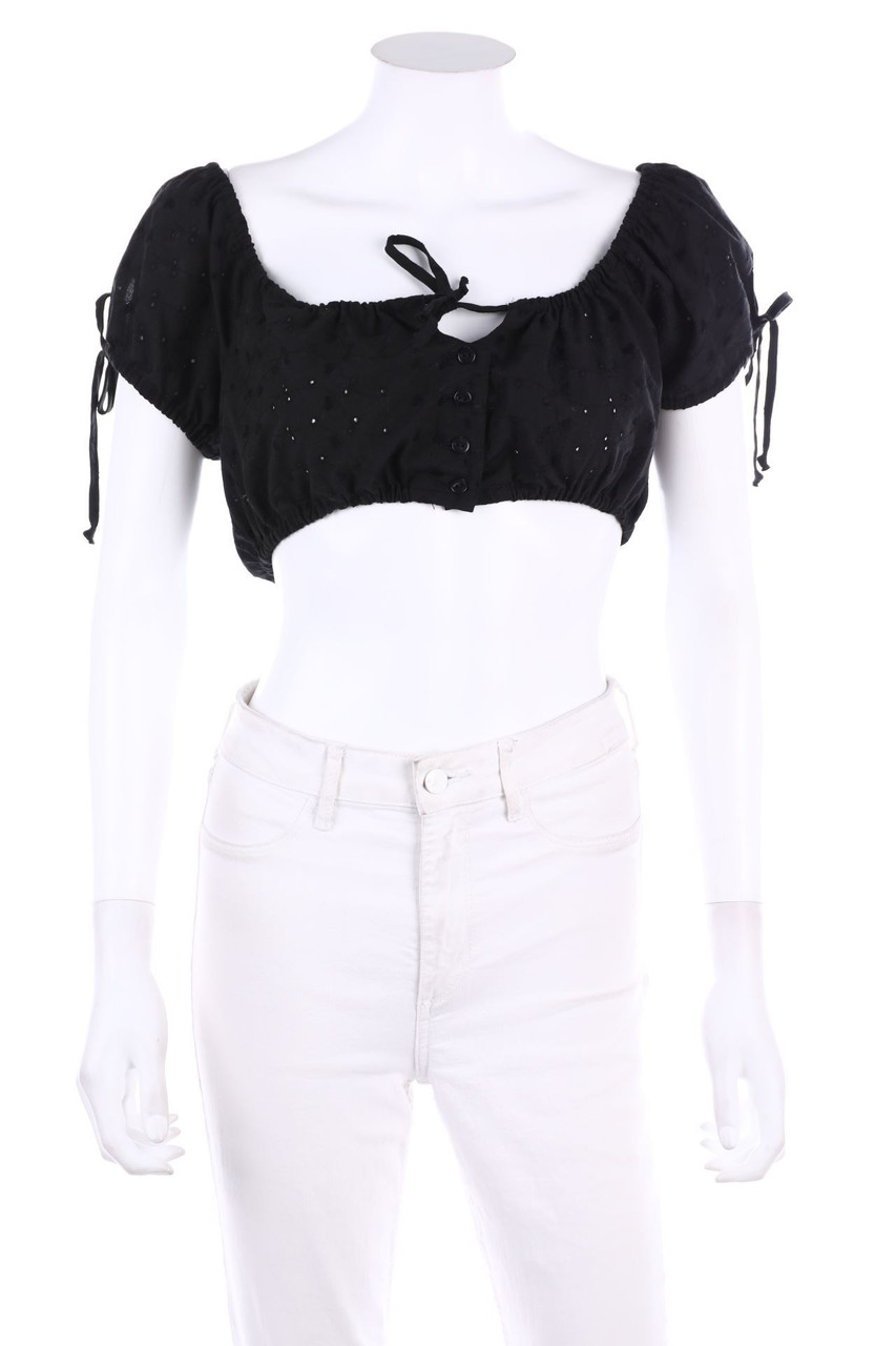 No Label - Cropped-Shortsleeve Blouse - D 38