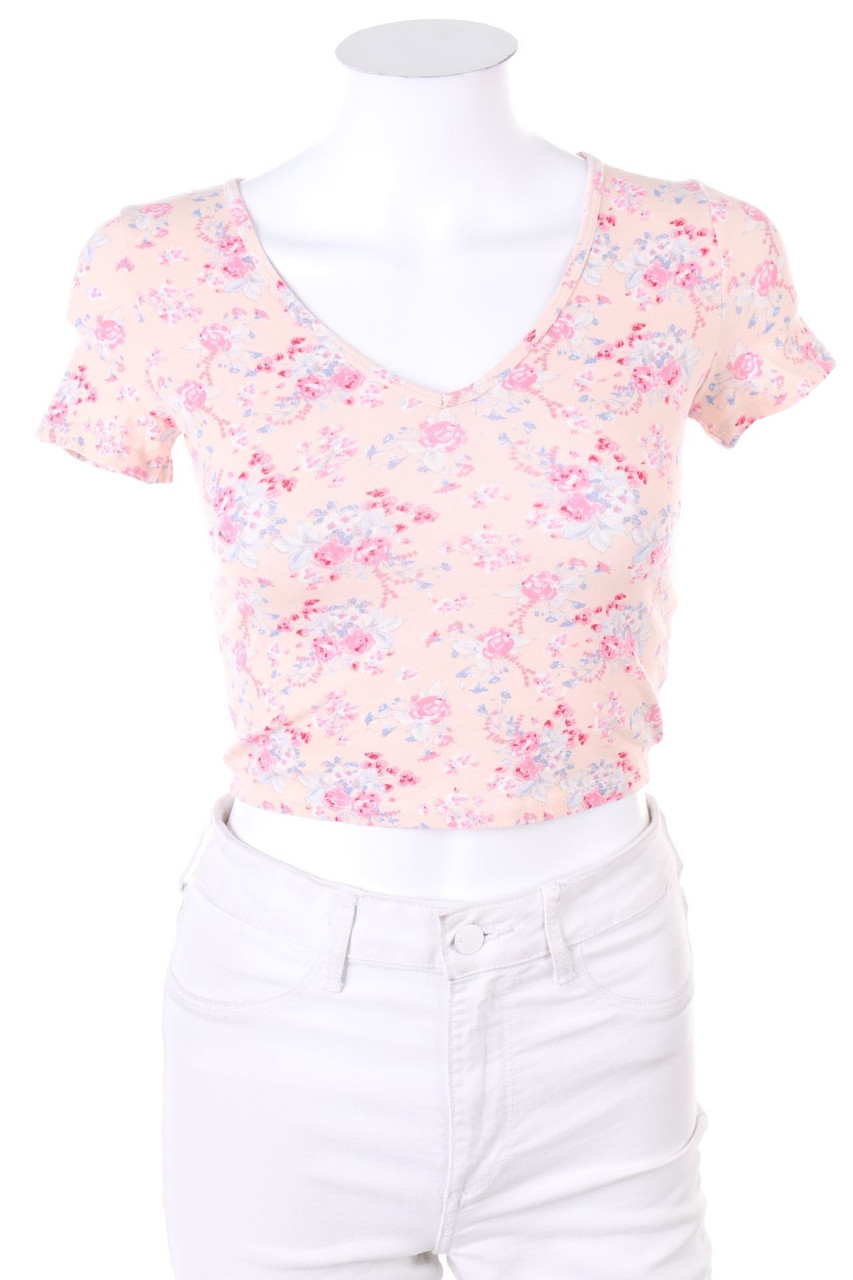 TALLY WEiJL - Y2K-Cropped-Shirt with Flower Print - XXS