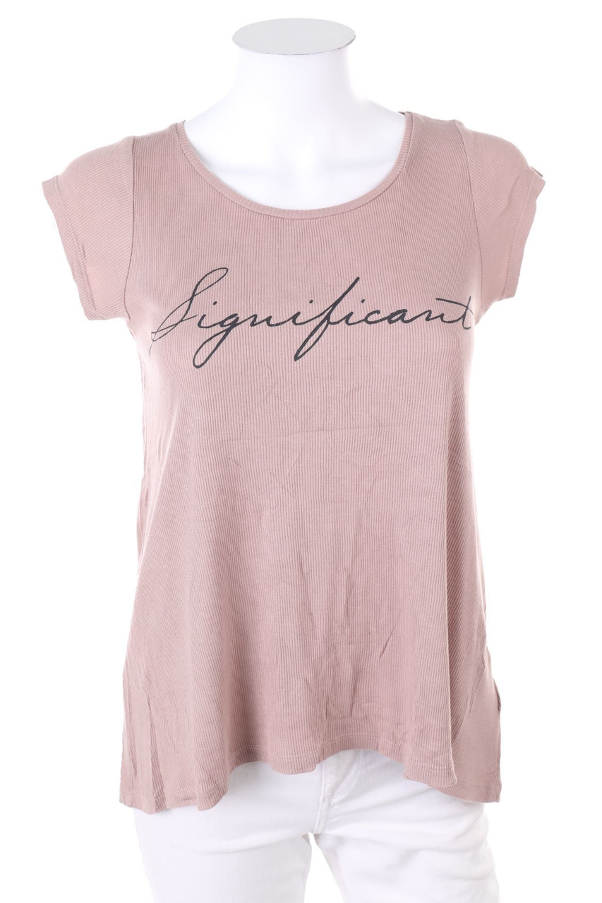 AMISU - Kurzarm-Shirt mit Statement-Print - XS