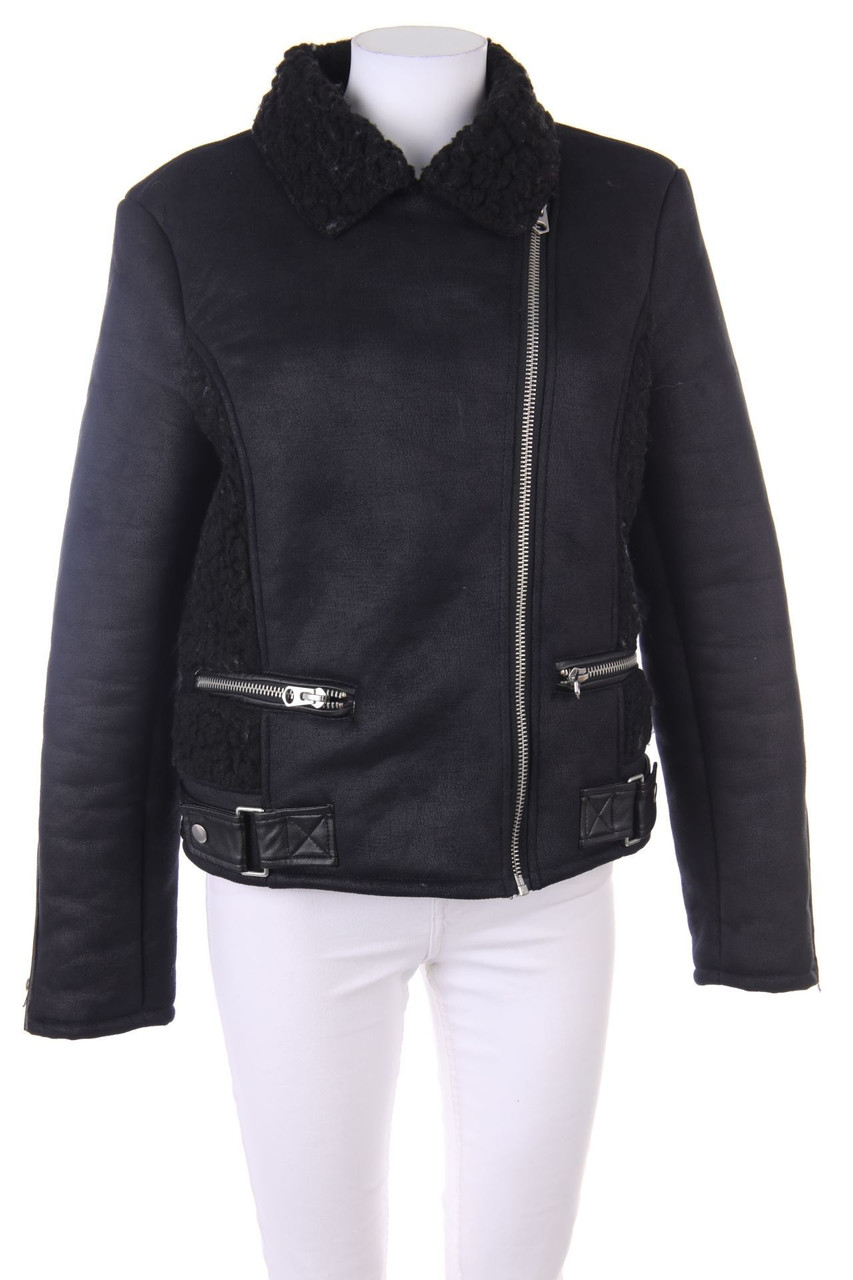 TOPSHOP - Kunstlederjacke mit Wolle - D 40
