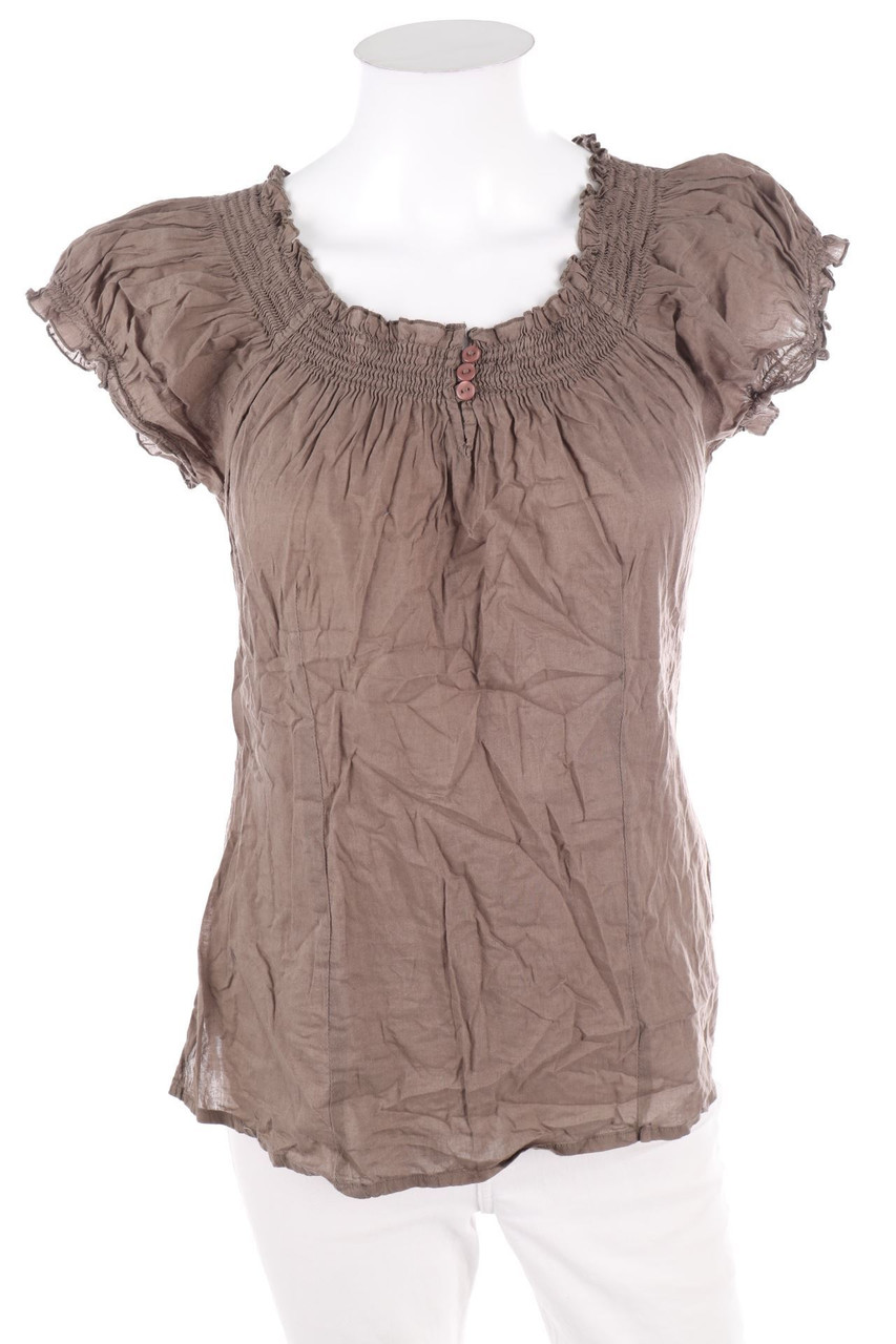 zero - Kurzarm-Shirt mit Smok-Details - D 36