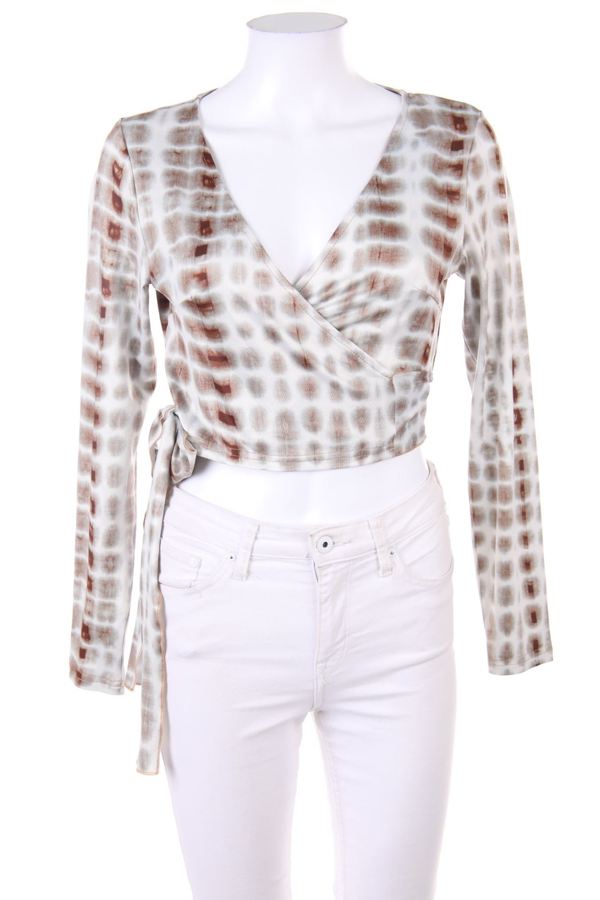 SHEIN - Wickel-Cropped-Shirt mit Print - M