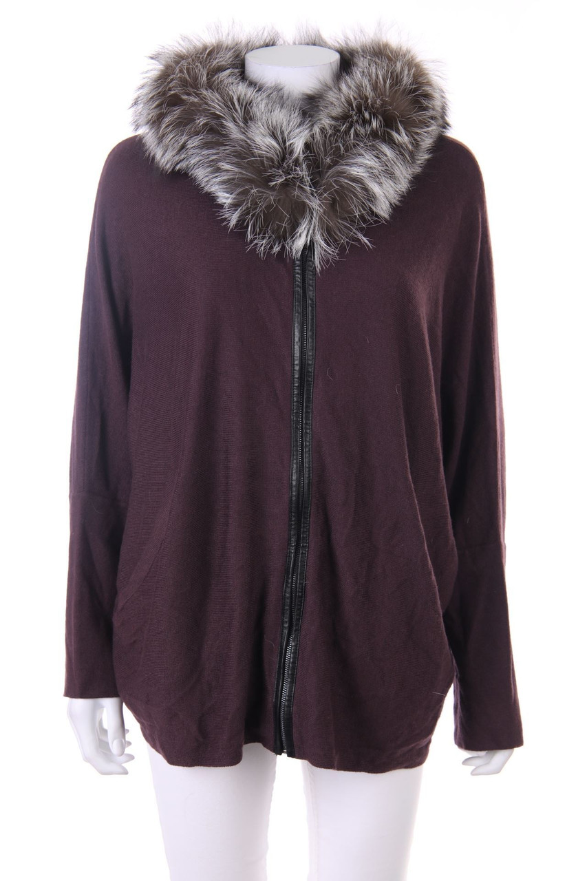 MAX&MOI - Cardigan mit Echt-Pelz-Besatz - D 36