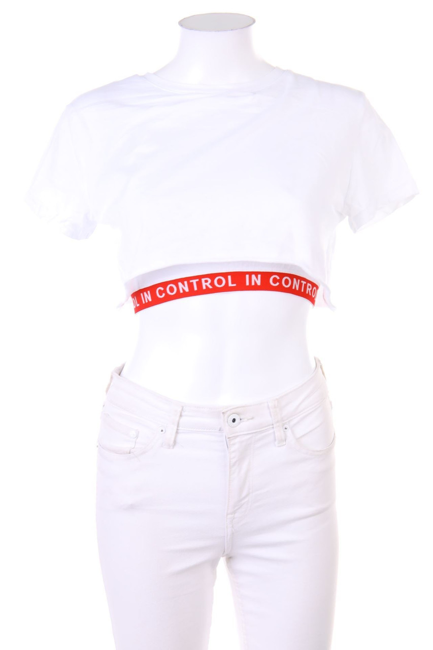 TALLY WEiJL - Cropped-Shirt with Statement Print - S