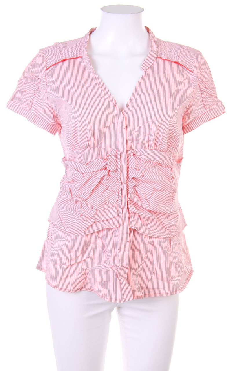 ZARA WOMAN - Kurzarm-Bluse mit Drapierung - L