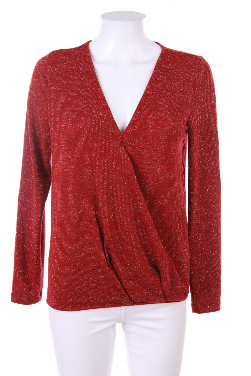 pieces - Longsleeve-Shirt in Wickel-Optik mit Glitzer - S