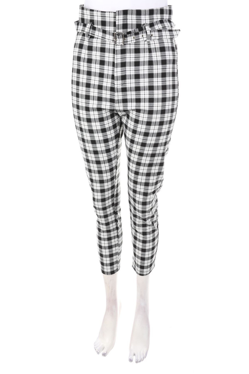 Bershka - Cropped-Pants, Checked - D 36
