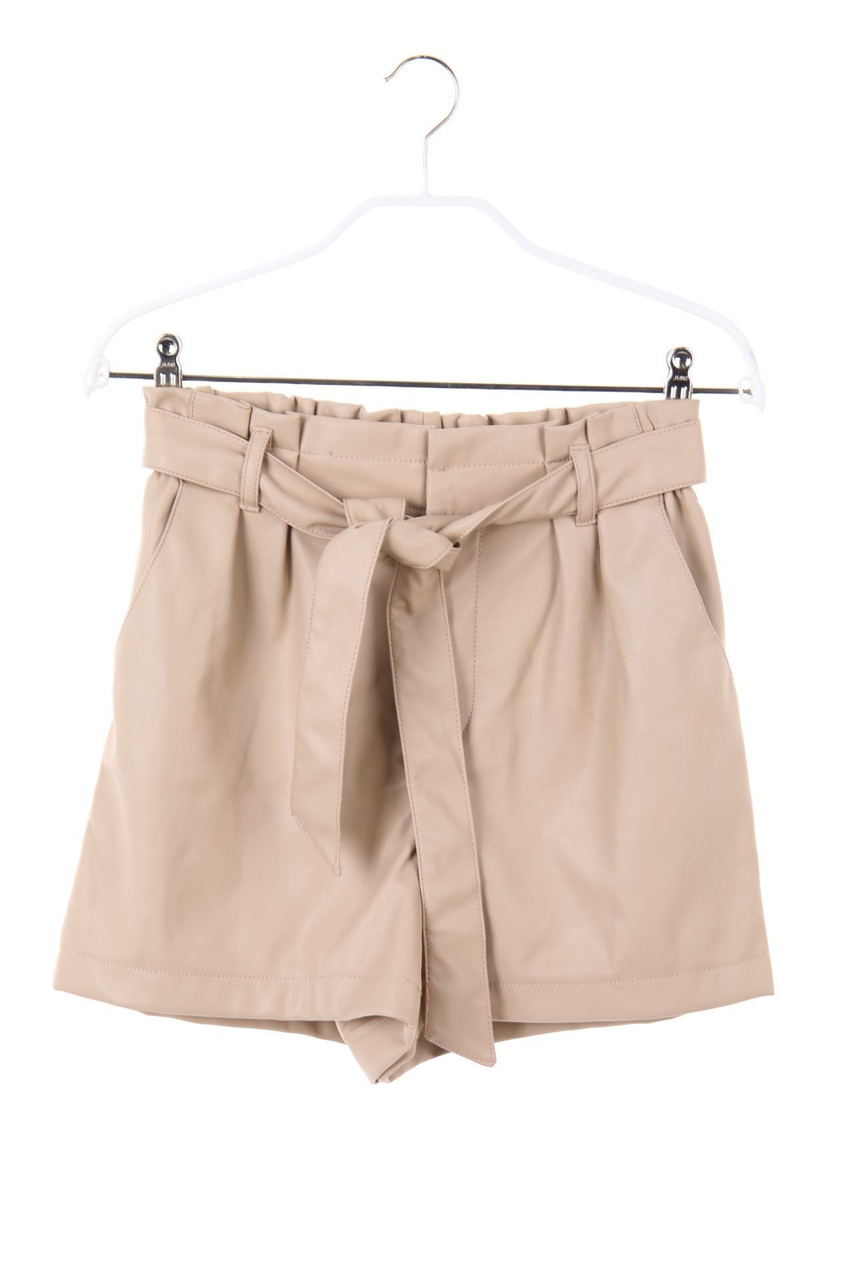 AMISU - Paperbag-Faux Leather-Shorts mit Gürtel - D 36