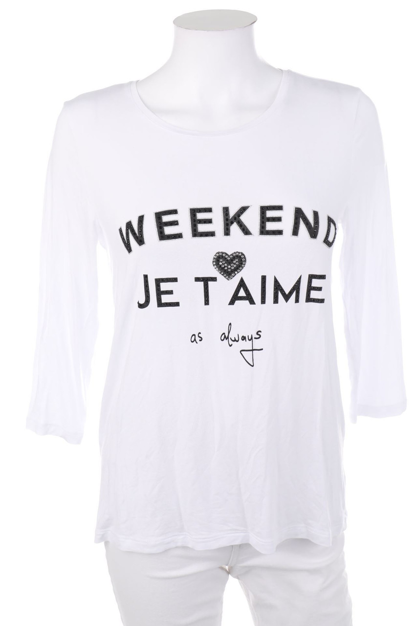 MORE & MORE - 3/4-Arm-Shirt mit Statement-Print - D 40