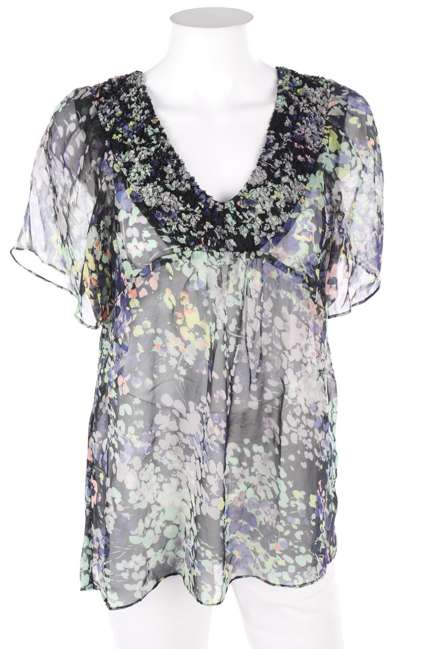 H&M - Chiffon-Kurzarm-Bluse mit Print - M