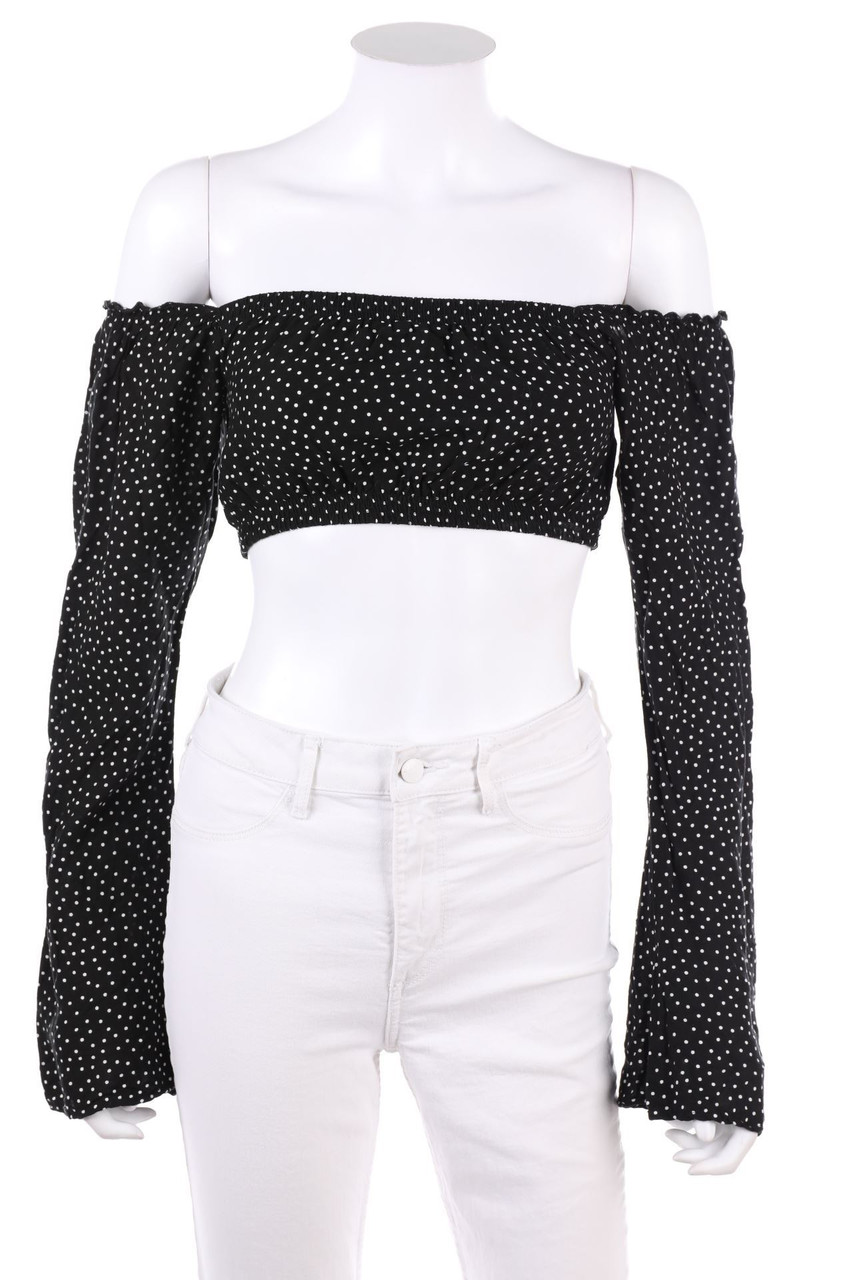 BRANDY MELVILLE - Cropped-Blouse with Small Dots - ONE SIZE
