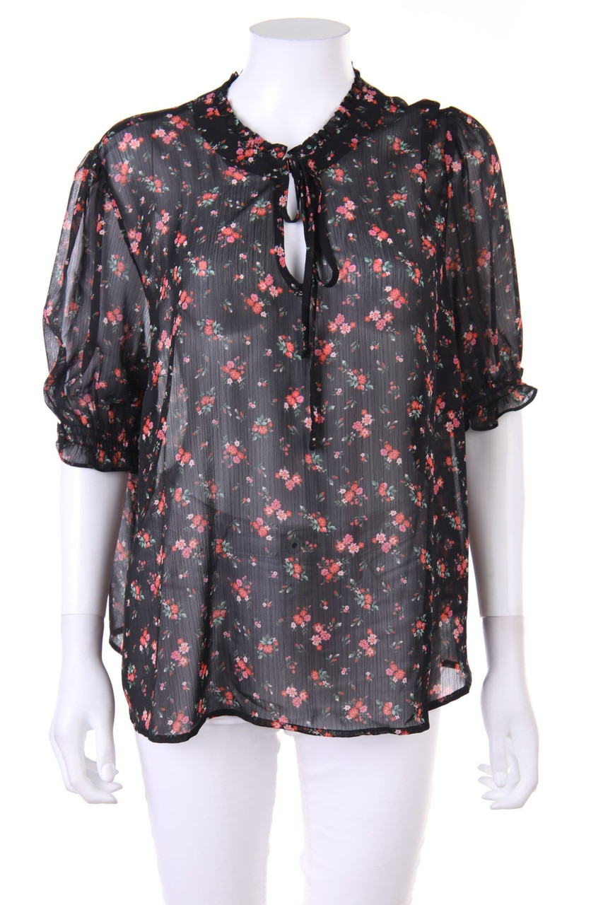 NEW LOOK - Kurzarm-Bluse mit Blumen-Print - D 46