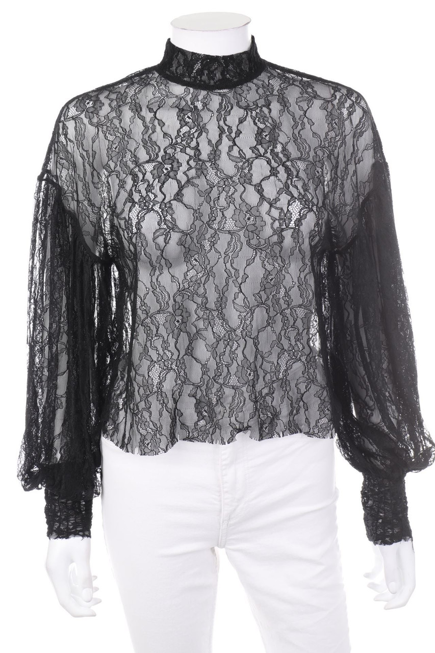 Bershka - Blouse with Puffy Sleeves, Lace - S