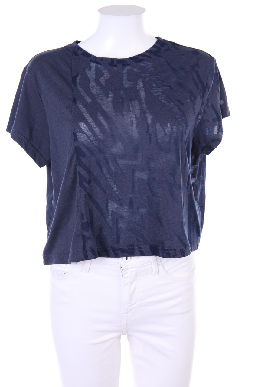 Reebok - Cropped-Kurzarm-Shirt mit Print - L