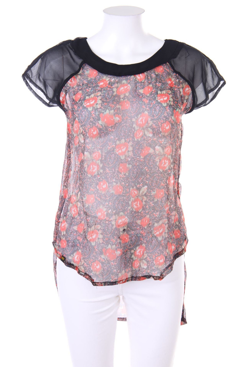 SECONDHAND - Vokuhila-Shortsleeve Blouse with Print - S