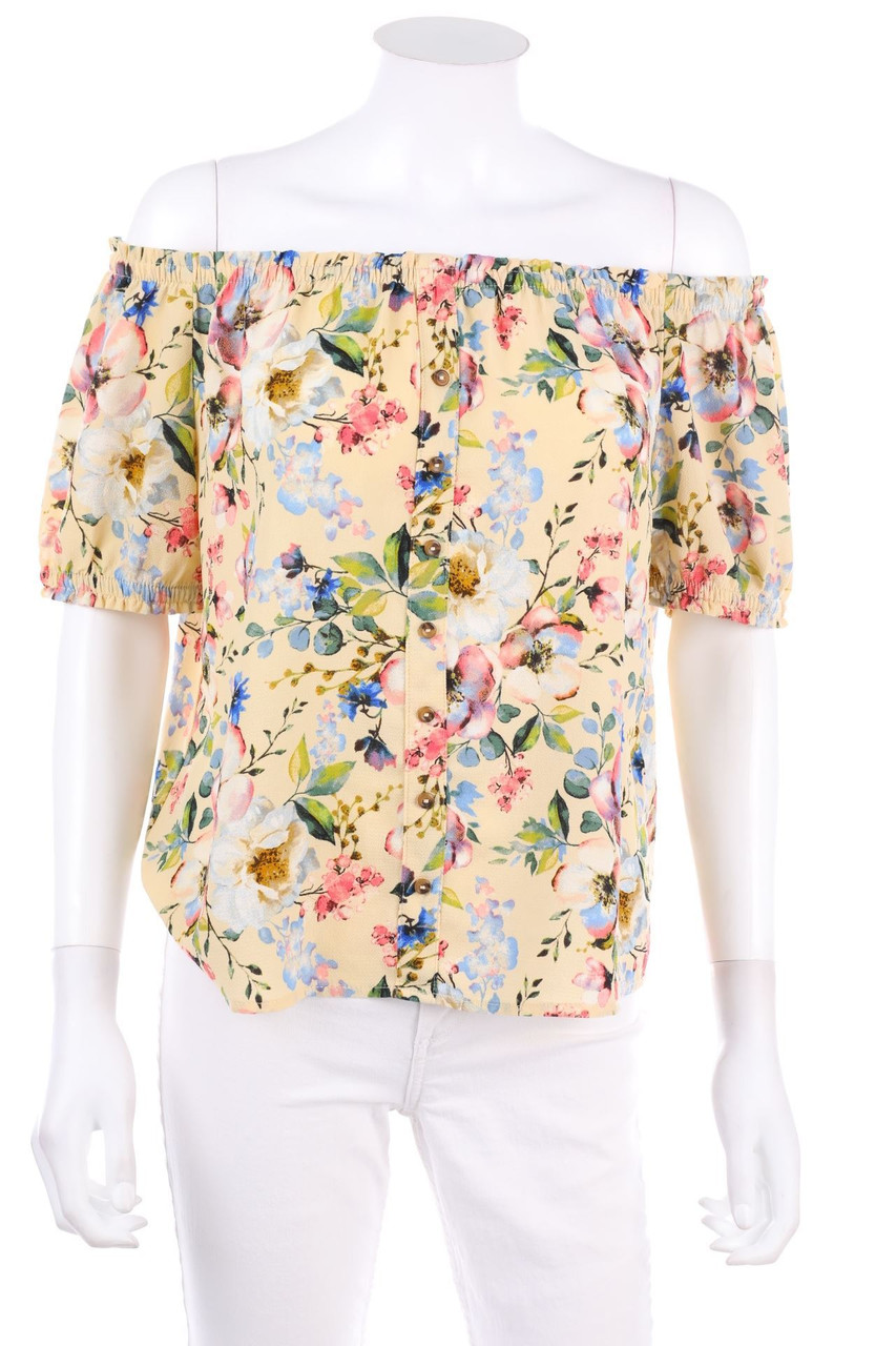 JACQUELINE de YONG - Carmen-Bluse mit Blumen-Print - D 38