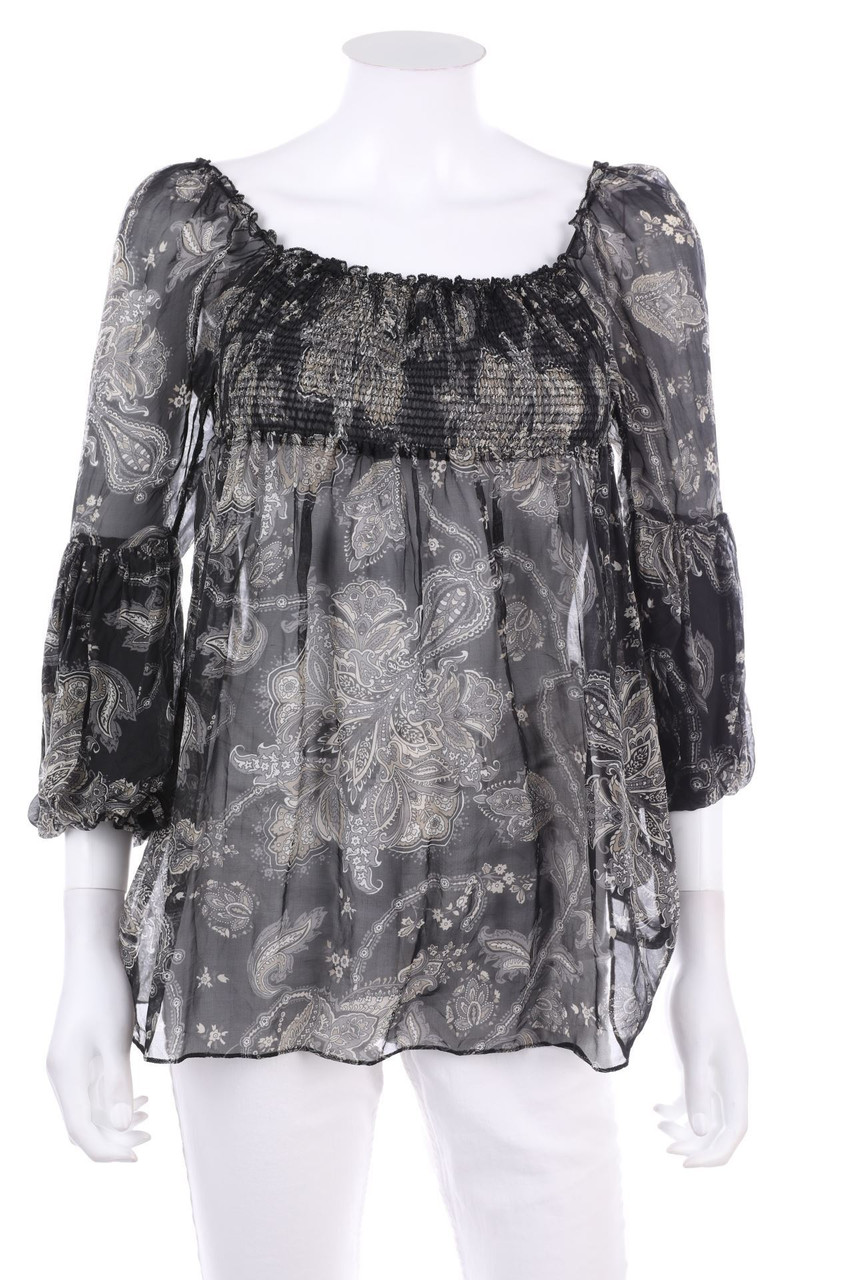 No Label - Silk Blouse with 3/4-Sleeves - D 34
