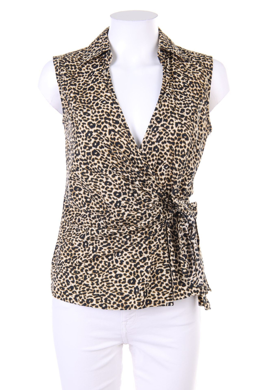 EXPRESS DESIGN STUDIO - Jersey Gilet with Leo Print to tie - XS