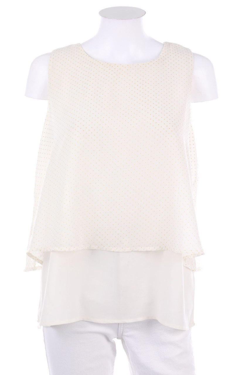 No Label - Blouse Top, Layer Look with Small Dots - D 40