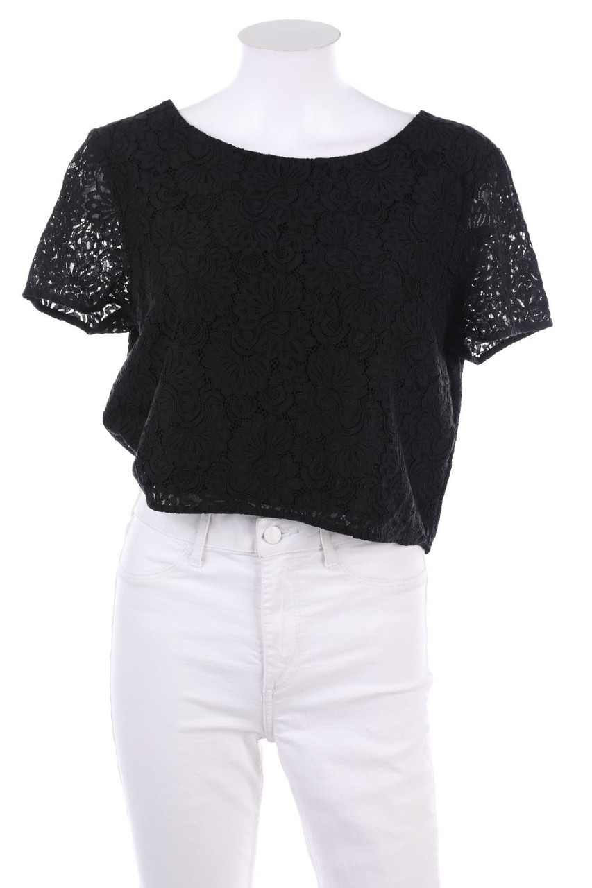 HALLHUBER - Cropped-Shortsleeve Blouse, Lace - D 42