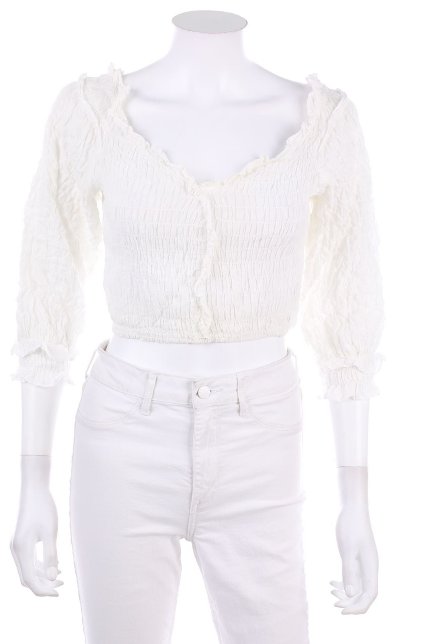 ZARA - Cropped-Carmen-Bluse mit Smok-Details - S