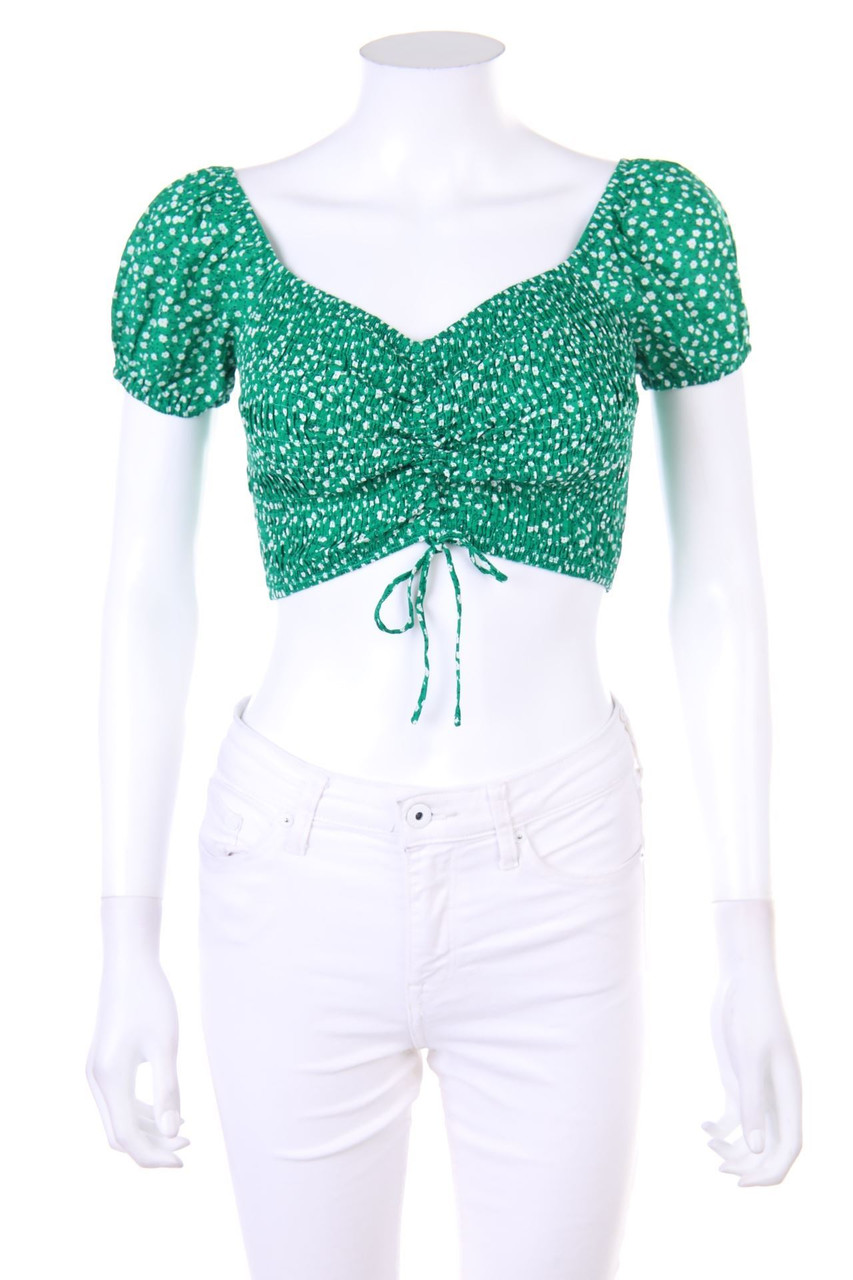 No Label - Cropped-Blouse with Flower Print - D 34