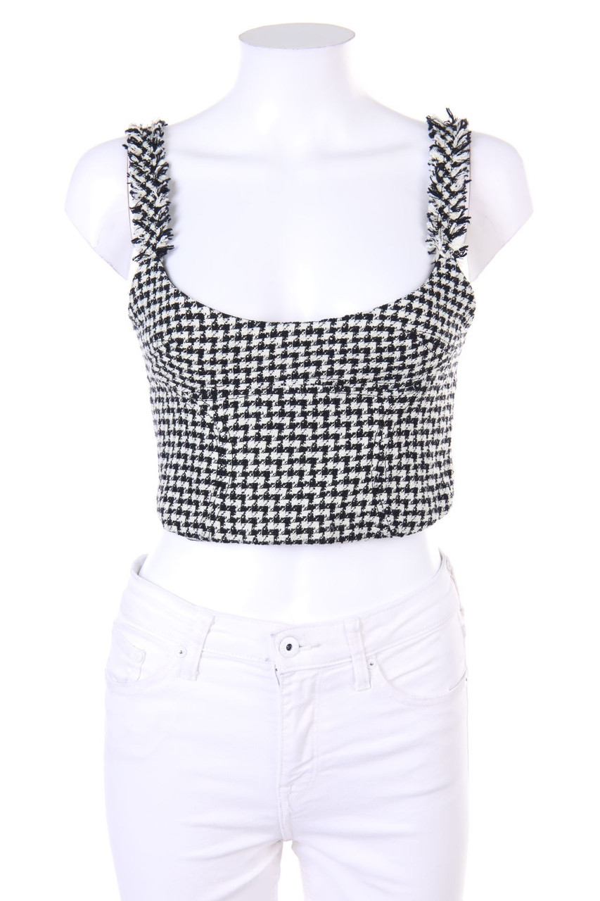 ZARA - Bouclé-Crop-Top mit Fransen - XS